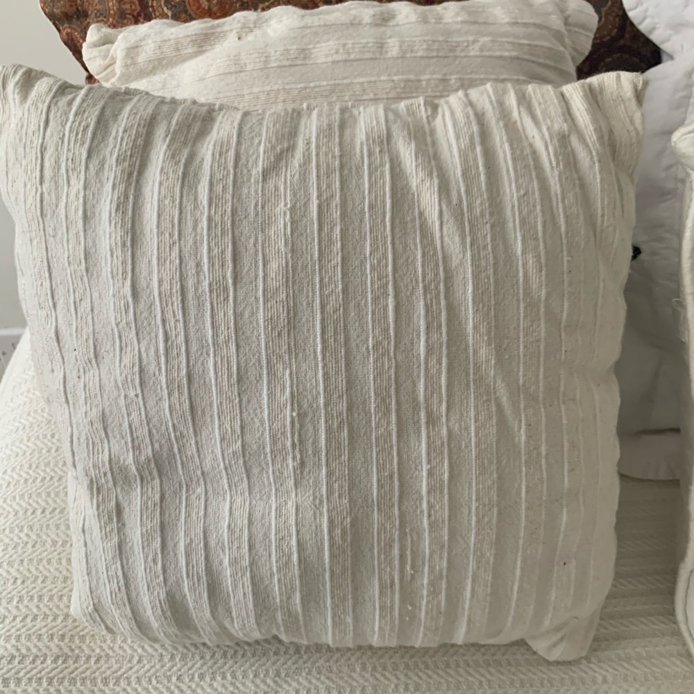 New Set of four 12" Square Cushions + tailored FabIndia khadi cotton covers